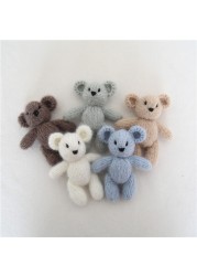 Newborn Teddy Bear Knit Mohair Animal Stuffer Photography Props Crochet Baby Photo Shoot