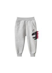 Autumn Winter Kids Pants Cartoon Dinosaur Warm Cotton Boys Jogger Pants Children Sweatpants