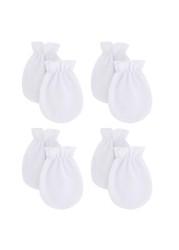 T5EC 4 Pairs Baby Soft Cotton Gloves Anti Scratch Face Protection Gloves For Newborn Baby Shower Gifts