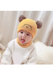 Cartoon Wool Knitted Cute Beanies Hat Fashion Baby Kids Knitted Winter Hat Cute High Elastic Warm Hat for Girls Boys