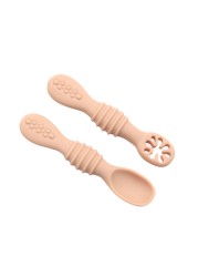 2pcs Lovely Baby Learning Spoons Utensils Set Adorable Toddler Tableware Baby Silicone Teether Toys Feeding Scoop Training