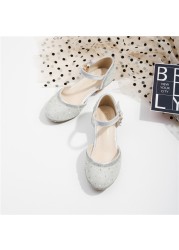 Girl high heel sandals children silver rhinestone princess sandals 2022 children summer new hollow shoes girl show high heels