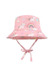 Spring Summer Children's Sunshade Bucket Cap Colorful Big Brimmed Baby Cotton Casual Hat