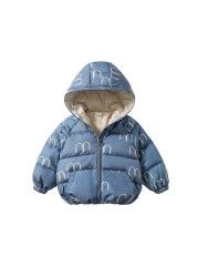 2021 Winter Children Hooded Coat Warm Outerwear Simple Fashion Windbreaker Jacket Fashion Kids Outerwear