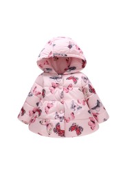 Baby Girls Boys Jackets Baby Clothes 2021 Autumn Kids Hooded Coats Winter Toddler Warm Snow Suit Baby Cotton Flower Outerwear