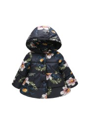 Baby Girls Boys Jackets Baby Clothes 2021 Autumn Kids Hooded Coats Winter Toddler Warm Snow Suit Baby Cotton Flower Outerwear