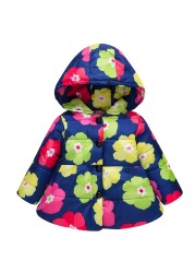 Baby Girls Boys Jackets Baby Clothes 2021 Autumn Kids Hooded Coats Winter Toddler Warm Snow Suit Baby Cotton Flower Outerwear