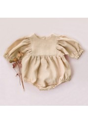 Spring Fashion Baby Girls Clothes Cotton Medium Sleeve Baby Jumpsuit Newborn Baby Girls Summer Clothes