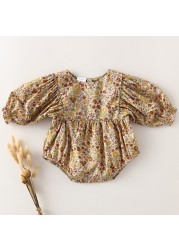 Spring Fashion Baby Girls Clothes Cotton Medium Sleeve Baby Jumpsuit Newborn Baby Girls Summer Clothes