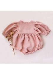 Spring Fashion Baby Girls Clothes Cotton Medium Sleeve Baby Jumpsuit Newborn Baby Girls Summer Clothes