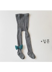 0-7 Years Children Tights Spring Autumn Cotton Baby Winter Vintage Dance Bowknot Girls Pantyhose Kids Infant Knitted Tights