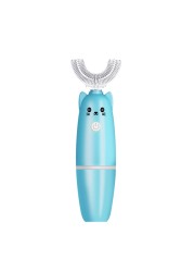 Automatic Ultrasonic Kids U Shape Vibration Silicone Electric Toothbrush Waterproof Children Toothbrush 2 Replaceable Heads