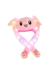 Lovely Luminous/No Light Plush Rabbit Hat Funny Play Toy Up Down Moving Rabbit Ears Air Cushion Toy Hat Girlfriend Kids Gifts 1pc