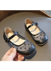 2022 Fashion T-tied Girls Designer Shoes Princess Laces Kids Dress Shoes Classic Black Beige School Shoes For Girls