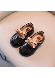 2022 Fashion T-tied Girls Designer Shoes Princess Laces Kids Dress Shoes Classic Black Beige School Shoes For Girls