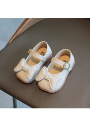 2022 Fashion T-tied Girls Designer Shoes Princess Laces Kids Dress Shoes Classic Black Beige School Shoes For Girls