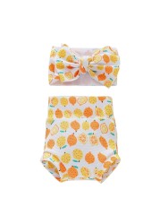 1 Set Baby Boy Baby Girls Pants Floral Dots Baggy Pants Bloomer Princess Diaper Cover and Bowknot Headband Set