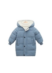 Toddlers Winter Cotton Padded Coat Long Warm Thicken Cotton Padded Long Jacket Toddler Kids Outerwear