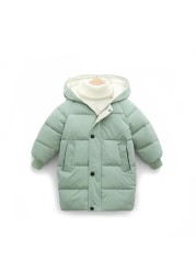 Toddlers Winter Cotton Padded Coat Long Warm Thicken Cotton Padded Long Jacket Toddler Kids Outerwear