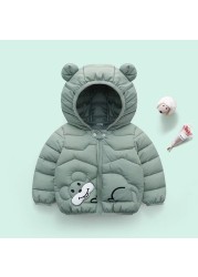 Boys Girls Hooded Down Jackets For Kids Autumn Coats Baby Boy Cartoon Warm Jacket Toddler Girl Zipper Jacket Ski Outerwear