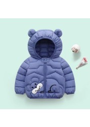 Boys Girls Hooded Down Jackets For Kids Autumn Coats Baby Boy Cartoon Warm Jacket Toddler Girl Zipper Jacket Ski Outerwear