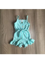 Baby Girls Summer Clothes Girls Stripe Romper Girls Pink Romper With Belt