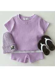 Baby clothes sets summer kids short sleeve T-shirt and shorts 2pcs suits for children solid color boys and girls clothes