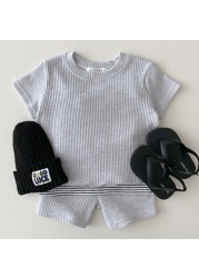 Baby clothes sets summer kids short sleeve T-shirt and shorts 2pcs suits for children solid color boys and girls clothes