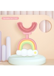 Children Silicone Toothbrush U Shape Rainbow Clouds 360 Degree Soft Teeth Brushing 2 - 12Y Toddlers Oral Teeth Cleaning