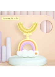 Children Silicone Toothbrush U Shape Rainbow Clouds 360 Degree Soft Teeth Brushing 2 - 12Y Toddlers Oral Teeth Cleaning