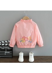 Girl Coat Spring Autumn Fashion Flower Bowknot Cartoon Floral Jacket Toddler Kids Children Sweet Coats Costume 2-12Y JYF