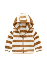 Autumn Jackets For Baby Boy Trench Children's Clothing Girls Warm Hooded Striped Outerwear Windbreaker Baby Kids Coats JYF