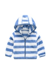 Autumn Jackets For Baby Boy Trench Children's Clothing Girls Warm Hooded Striped Outerwear Windbreaker Baby Kids Coats JYF