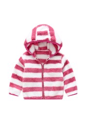 Autumn Jackets For Baby Boy Trench Children's Clothing Girls Warm Hooded Striped Outerwear Windbreaker Baby Kids Coats JYF