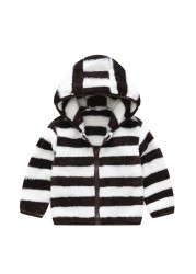 Autumn Jackets For Baby Boy Trench Children's Clothing Girls Warm Hooded Striped Outerwear Windbreaker Baby Kids Coats JYF