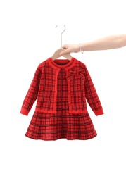 Two Pieces Baby Girls Winter Clothes Knitted Love Sweater Coat Knit Dress Outfits Autumn Casual Kids Toddler Clothes Set