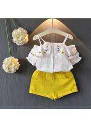 Girls clothing sets 2022 summer chiffon top shorts 2pcs children's clothing for girls kids casual suits blouses T-shirt + short pants