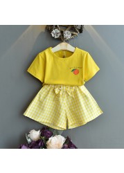 Girls clothing sets 2022 summer chiffon top shorts 2pcs children's clothing for girls kids casual suits blouses T-shirt + short pants