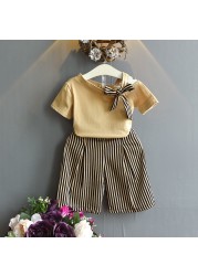 Girls clothing sets 2022 summer chiffon top shorts 2pcs children's clothing for girls kids casual suits blouses T-shirt + short pants