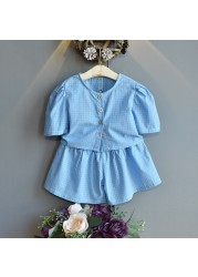 Girls clothing sets 2022 summer chiffon top shorts 2pcs children's clothing for girls kids casual suits blouses T-shirt + short pants