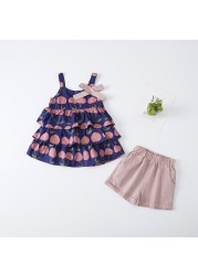 Girls clothing sets 2022 summer chiffon top shorts 2pcs children's clothing for girls kids casual suits blouses T-shirt + short pants