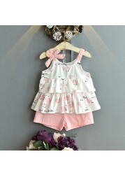 Girls Sets 2022 New Summer Girls Clothes T-shirt + Pants Outfits Kids Sweet Suits 1-7Y Girls Blouses Shirt Sets Casual Clothes