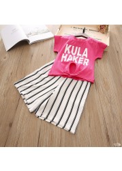 Girls Sets 2022 New Summer Girls Clothes T-shirt + Pants Outfits Kids Sweet Suits 1-7Y Girls Blouses Shirt Sets Casual Clothes