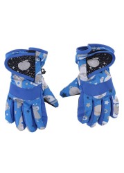 Snowboarding Gloves Winter Waterproof Warm Gloves Kids Full Finger Gloves Strap For Sports Skiing Cycling