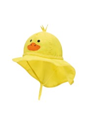 summer cartoon yellow duck baby girls boys bonnet caps adjustable beach accessories kids sun hat panama children hat casquette