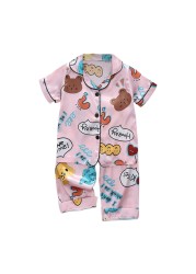 Summer 2pcs/set Kids Boys Short Sleeve Tops+Pants Sleepwear Cartoon Pajamas Home Children Girls Set 2-7 Years Kids