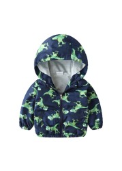 Spring Autumn Kids Clothes Boys Jackets Children Hooded Zipper Windbreaker Toddler Boys Car Dinosaur Waterproof Hoodies for Boys