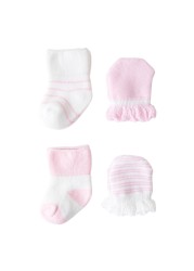 4 Pairs/Set Newborn Baby Socks Gloves Anti-scratch Breathable Gloves Stocking