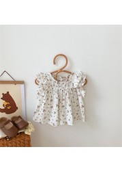 Korean Floral Children Dresses For 0-3Y Summer Cotton Girl Dress Toddler Sweet Princess Dress Toddler Baby Girl Clothes