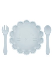 3pcs Baby Plate Spoon Fork Feeding Food Cutlery Set Feeding Bowl Food Grade Silicone Non-slip Flower Shape Bowl BPA Free